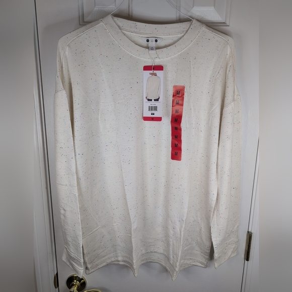 Cream Speckled Long Sleeve Thin Sweater Three Dots Medium - Picture 1 of 5